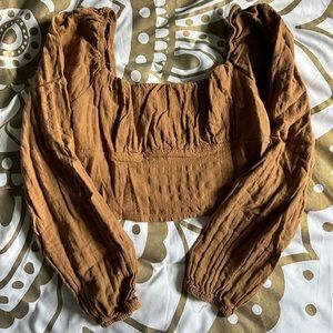 Brown Wild Fable LS Crop Top